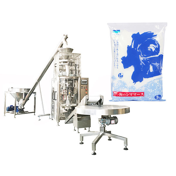 Vertikale vormvul seëlmasjien met volumetriese koppie vir sout