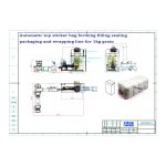 Outomatiese plat onderkant sak met boonste plakker sak wat vulsel verseël verpakking wikkel lyn is bestel deur ons kliënt
